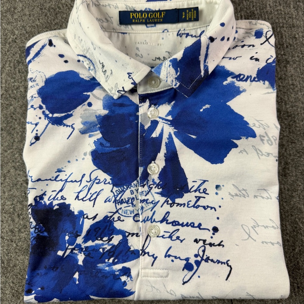 Polo Golf Ralph Lauren Tailored Fit Women S/S Golf Polo Shirt Size S Blue/White
